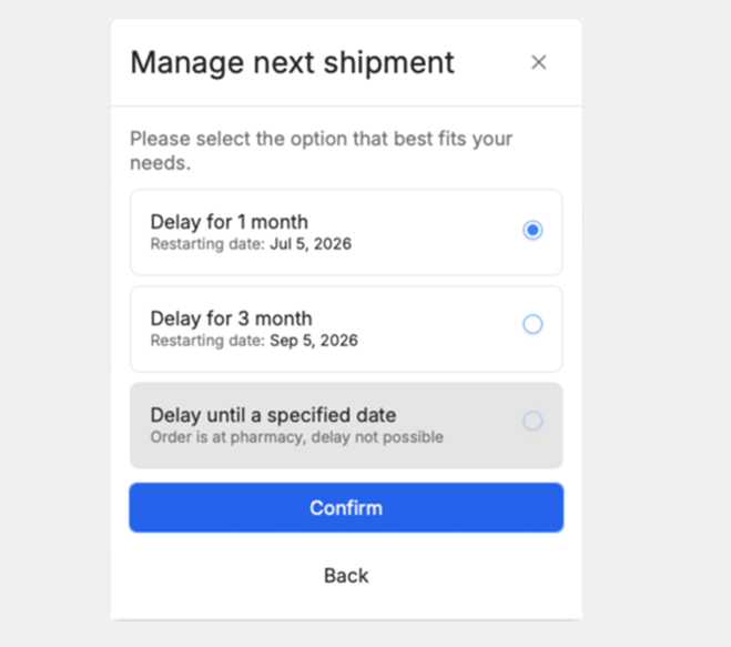 Framework portal order delay and cancellation screen