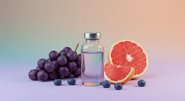 GLP-1 medication vial with fruit